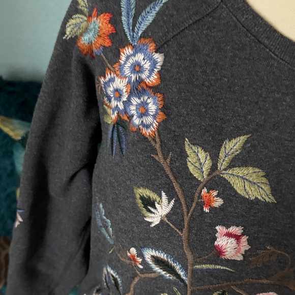 Johnny Was Renata Raglan Embroidered Sweatshirt - Picture 3 of 10